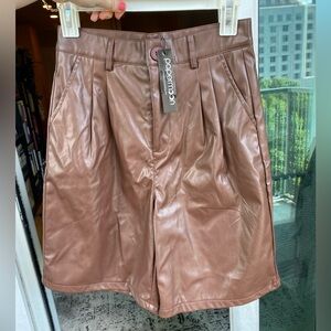 Long brown pleather trouser papermoon shorts NWT